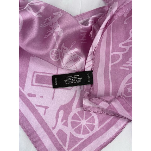 Coach Pink 100% Silk Horse Carriage Logo Scarf Long VTG Y2K Limited Edition Rare - Picture 3 of 4